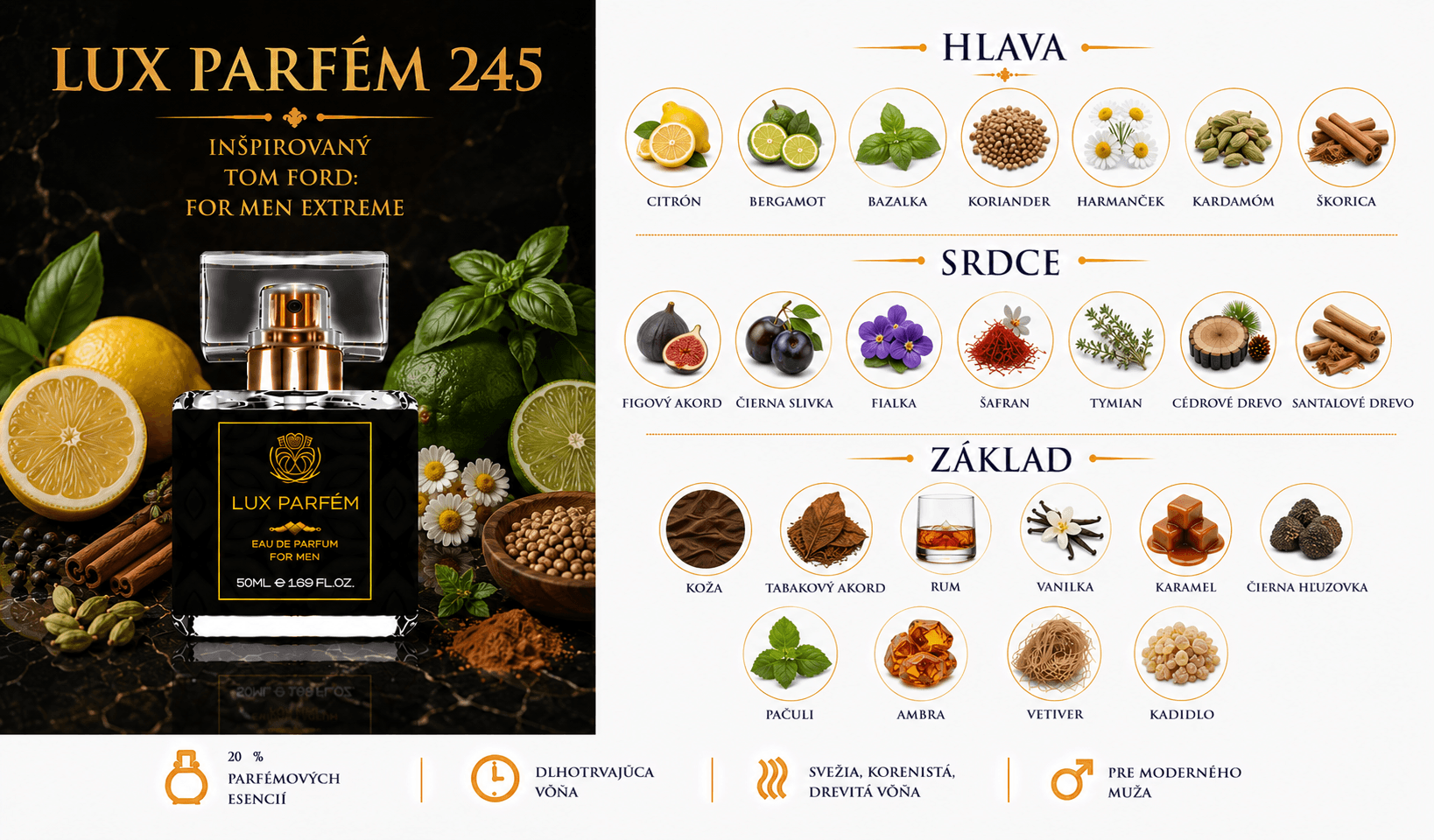 Lux Parfém 245 – Inšpirovaný Tom Ford: For Men Extreme